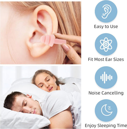 4Pairs Ear Plugs for Sleeping,Soft Silicone Earplugs Noise Cancelling,Black Earplug for Swimming Snoring Concerts Shooting Airplanes.