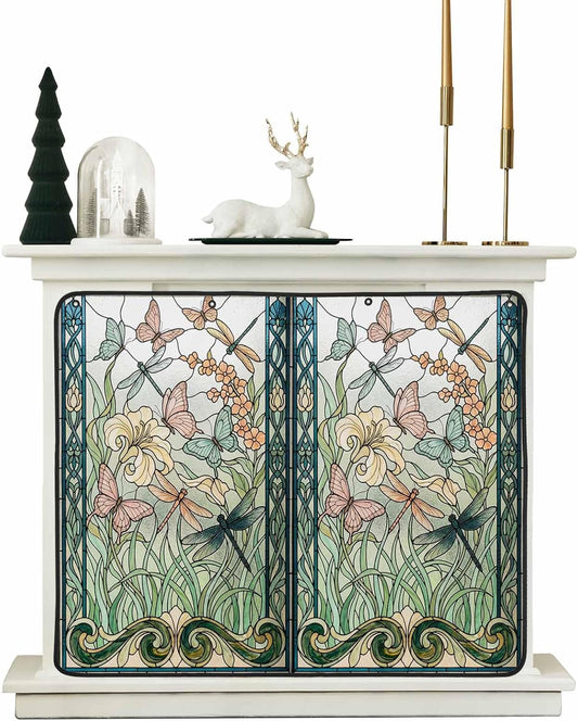 Animal Flowers Magnetic Fireplace Cover, Fireplace Draft Blocker, Vintage Butterflies Dragonfly Floral Fireplaces Blanket for Heat Loss/Cold Air, Fireplaces Draft Stopper Cover for Inside 36"x27"