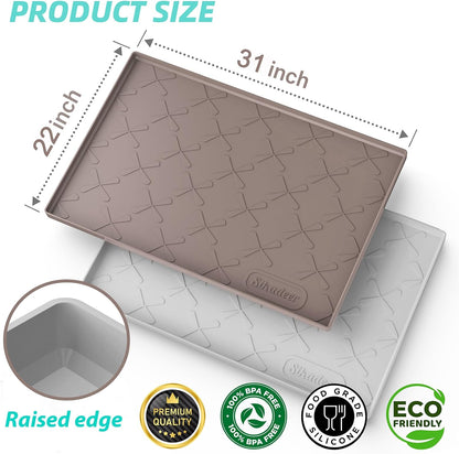 Waterproof Under Sink Mat 34" x 22", Silicone Mat Kitchen liner | BPA-Free Silicone Tray with Raised Lip Protect Cabinets from Leaks, Versatile Home Organizer for Bathroom, Pets, Boots, Floor