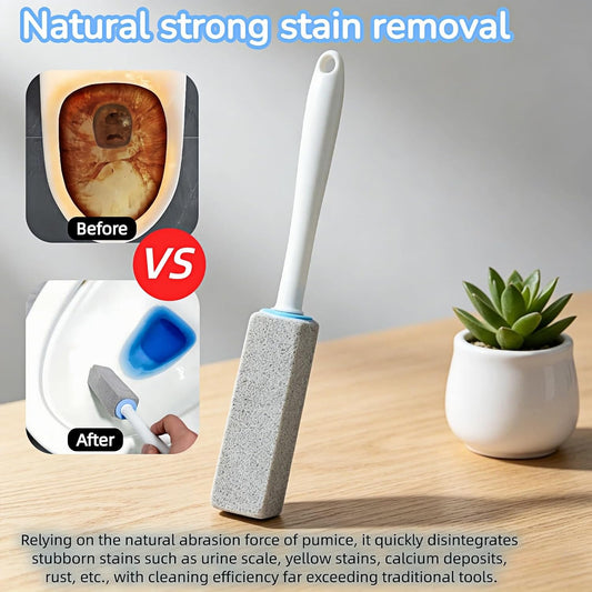 Btolin 2 Pack Pumice Stone Toilet Cleaner with Handle – Heavy Duty Hard Water Ring & Limescale Remover for Toilet, Pool, Tub, Sink – No Scratches, Chemical-Free, Ergonomic