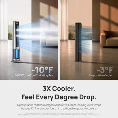 DREO TurboCool Misting Fan 765S, Fans that Blow Cold Air, 10°F Cooling Fan