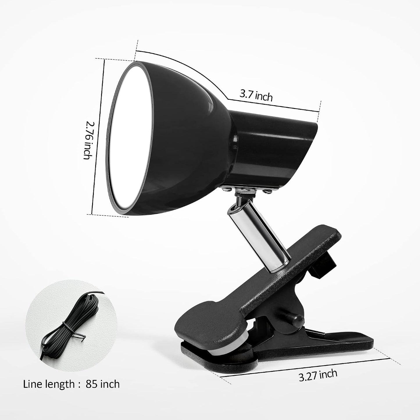 Clamp Light, Super Bright Clip Lamp for Book Reading in Bed Headboard Light, Easy to Attach Illumination Powerful Small Compact Clamp Lamp Black