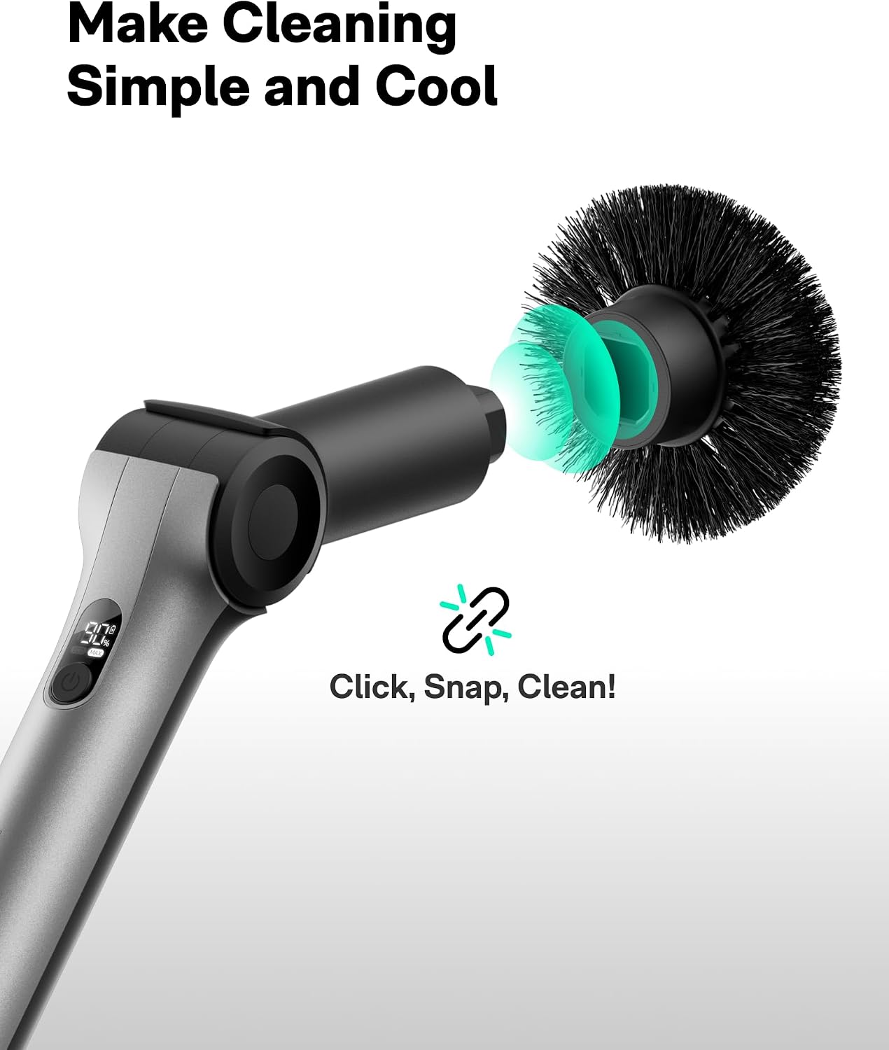 HOTO Flexi™ Cordless Electric Spin Scrubber, for Bathtub, Bathroom, Tile | Adjustable Angle, Extendable Handle, Smart Display, IPX7 Waterproof, Powerful Cleaning Scrubber with 8 Brush Heads