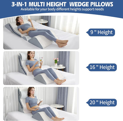 Simpledad Wedge Pillow for Sleeping, Orthopedic Bed Wedge Pillow Set