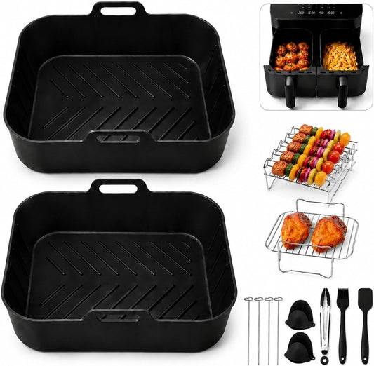 Silicone Air Fryer Liners, 2 Silicone Air Fryer Liners & Accessories