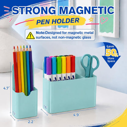 Magnetic Pen Holder, Magnetic Marker Holder, 4 Pack, White | Magnetic Cups for Dry Erase Markers, Pen Organizer for Whiteboard, Refrigerator, Locker, Cruise, Classroom, Office, School