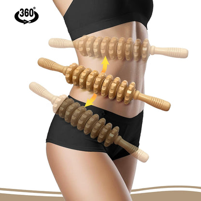 Manual Wood Therapy Massage Stick, Wooden Cellulite Muscle Roller for Legs | Body Sculpting, Lymphatic Drainage Massager, Wooden Massage Tools for Trigger Points Relief, Sore Muscle Recovery