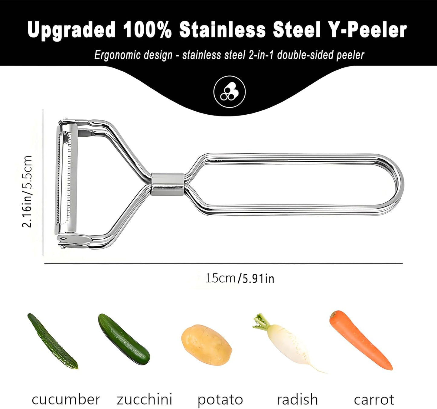 Potato Peelers for Kitchen, 2 Pcs, Just Like Mom's old steel Peeler | for Swivel,Metal,Original,Vegetable,Carrot,left and right handed