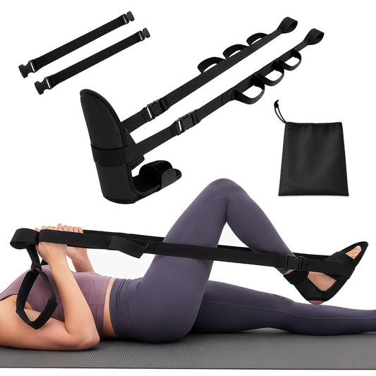 Knee Replacement Recovery Aids, Leg Stretcher Strap Kit | Adjustable Foot Cradle with 0 lb and 5 lb Resistance Bands, Range of Motion Training for Hip and Knee Exercises, Storage Bag