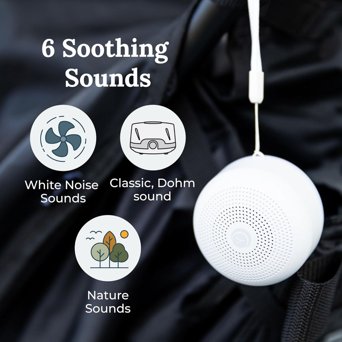 Yogasleep Travel Mini Portable White Noise Sound Machine, 6 Soothing Sounds, Volume Control, Dimmable Night Light, Sleep Therapy for Adults & Baby, USB Rechargeable, Lanyard Included