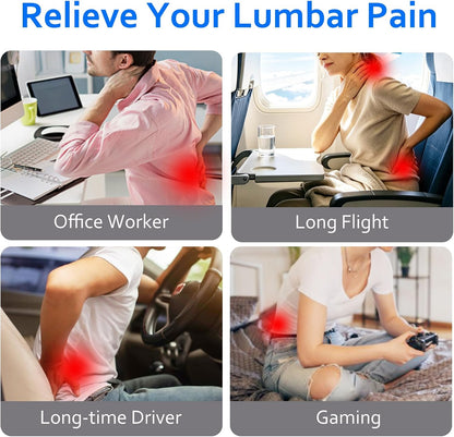 Inflatable Lumbar Pillow for Airplane Travel, S-Curve Lumbar Support Pillow