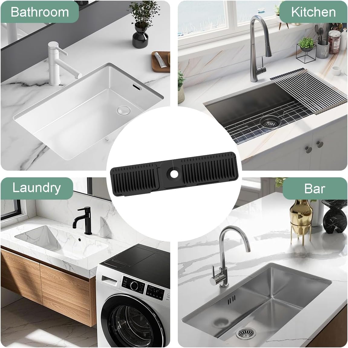 24 Inch Upgraded Draining Mat Folding faucet Mat for Bathroom Sink Splash Guard 7° Slope with Button Lock Water Draining Pad for Kitchen Bathroom Bar(Pink)