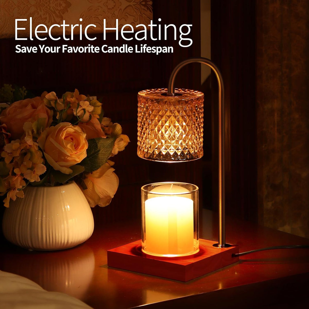 TigQiang Candle Warmer Lamp with Timer, Birthday Gifts for Women, Amber