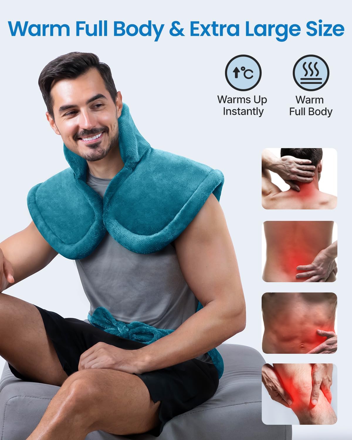 RENPHO Electric Heating Pad - 6 Heat Levels for Neck Shoulder and Back, Birthday Gifts for Women Men Mom Dad, Weighted Pad for Snug Fit, ETL Safety Certified, FSA Eligible, 24"x33" Gray