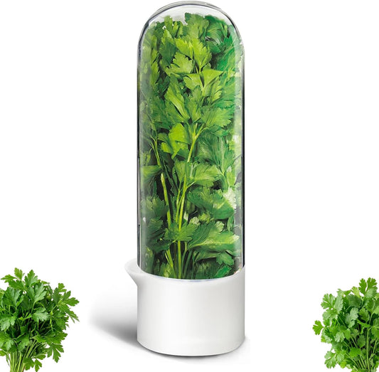 Herb Saver, Herb Keeper for Refrigerator, Cilantro Container for Fridge, Hard Shell Fresh Herb Storage for Asparagus, Parsley, Mint, Rosemary, Keeps Greens Fresh for 2-3 Weeks (3PCS)