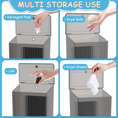 Sealegend Magnetic Trash Can with Lid, Space Saving Lint Bin Black | Wastebasket for Kitchen, Refrigerator, Cabinet, Bathroom & Laundry Room