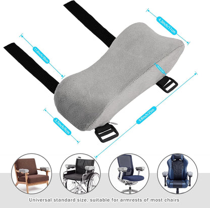 THARAHT 2pcs Ergonomic Blue Mesh Gel Memory Foam Armrest Support Pillow Anti Slip Adjustable Office Chair Games Home Wheelchairs