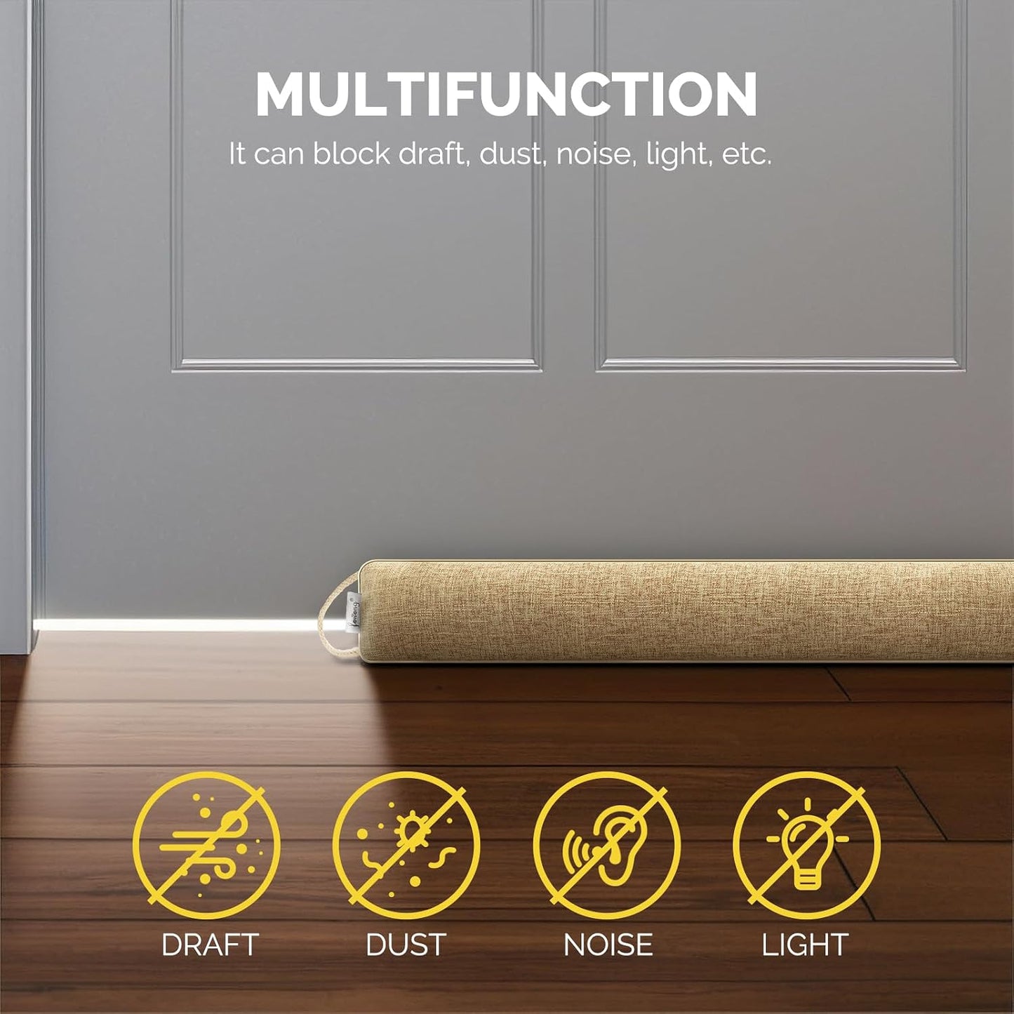 fowong 32" Door Draft Stopper, Weighted Under Door Noise Stopper, Oatmeal | Weighted Fabric Blocks Drafts, Dust & Light, Great for Interior Doors to Help Reduce Noise and Improve Comfort