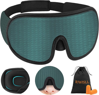 Sleep Mask, Super Soft 3D Contoured Cup Sleeping Mask, Upgraded 100% Blockout Light Sleep Masks for Women Men with Adjustable Strap, Comfortable Concave Molded Eye Covers for Sleeping, Black