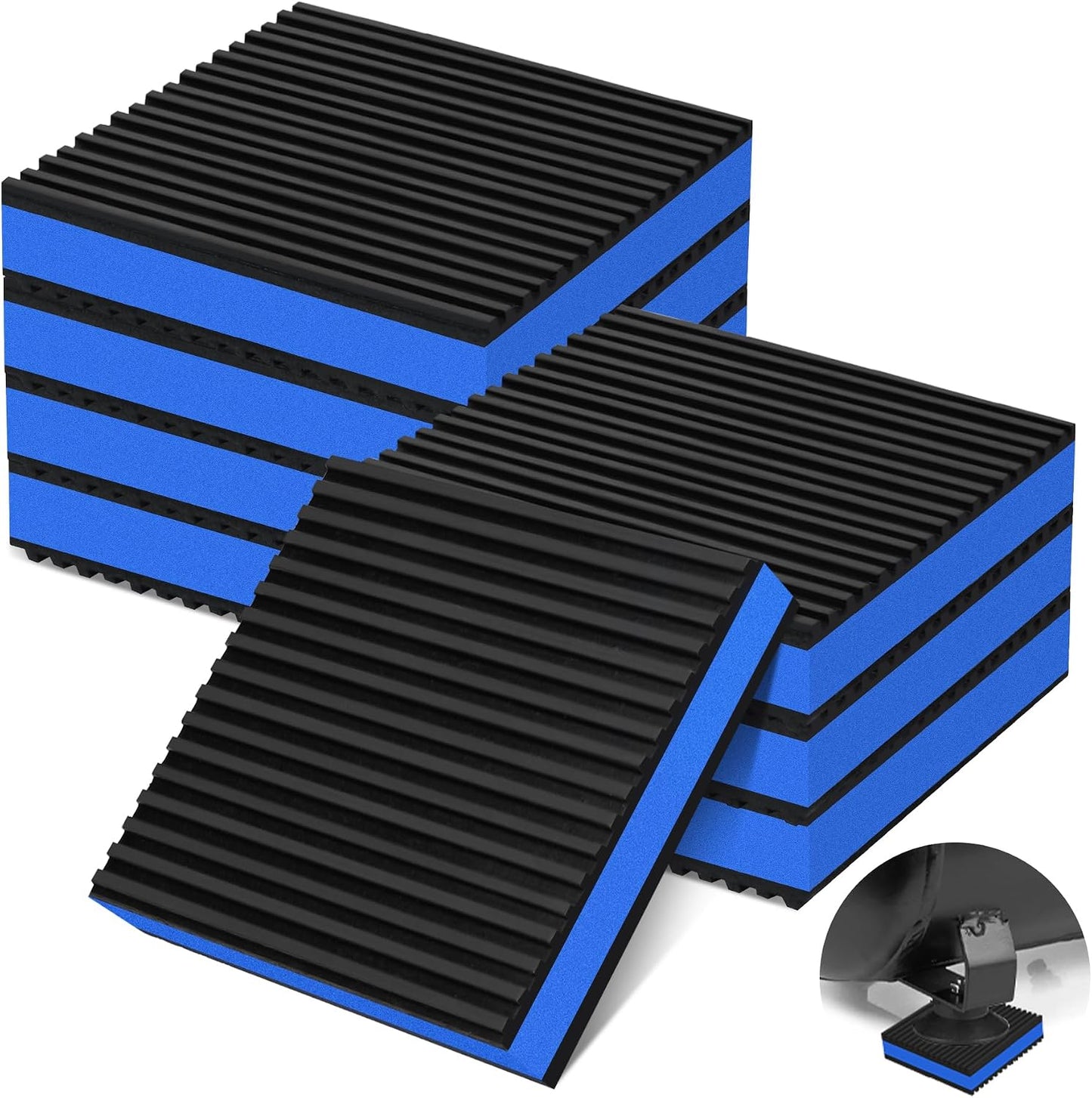 4 Pack Anti Vibration Pads for Washing Machine 4"x4"x7/8", Sound Isolation Vibrating Pad Ribbed Rubber Damping Mat EVA Center for Air Compressors, Conditioner, Treadmill, HVAC Washer Dryer