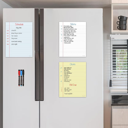 Magnetic Dry Erase Board – 8.5”x11” Reusable Lined Dry Erase List Board for Fridge 2 Pcs – Marker Included