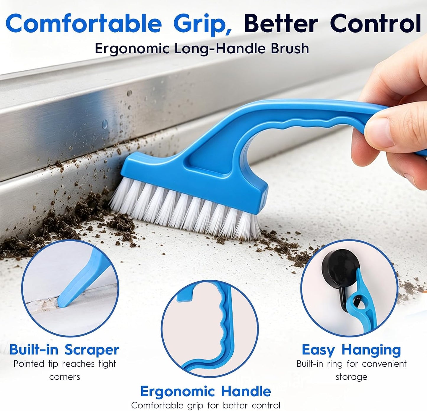 Window Track Cleaning Tools, 15 Pcs Sill Cleaner Brush for Window/Door Tracks, Sliding Doors, Tile Lines, AC Vents & Keyboards