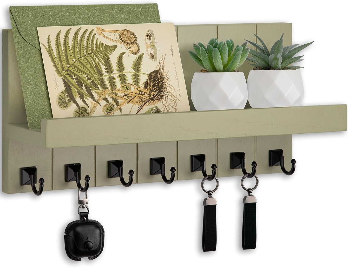 Key Holder for Wall, Decorative Key Holder with Shelf | Key and Mail Holder Wall Mount, Farmhouse Decor with 5 Key Hooks for Keys, Coats, ect.