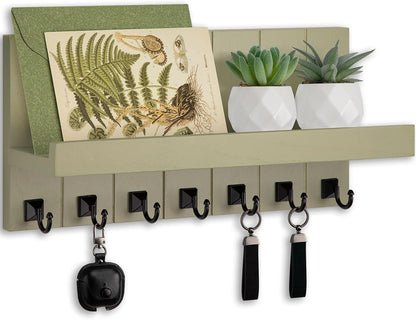 Key Holder for Wall, Decorative Key Holder with Shelf | Key and Mail Holder Wall Mount, Farmhouse Decor with 5 Key Hooks for Keys, Coats, ect.