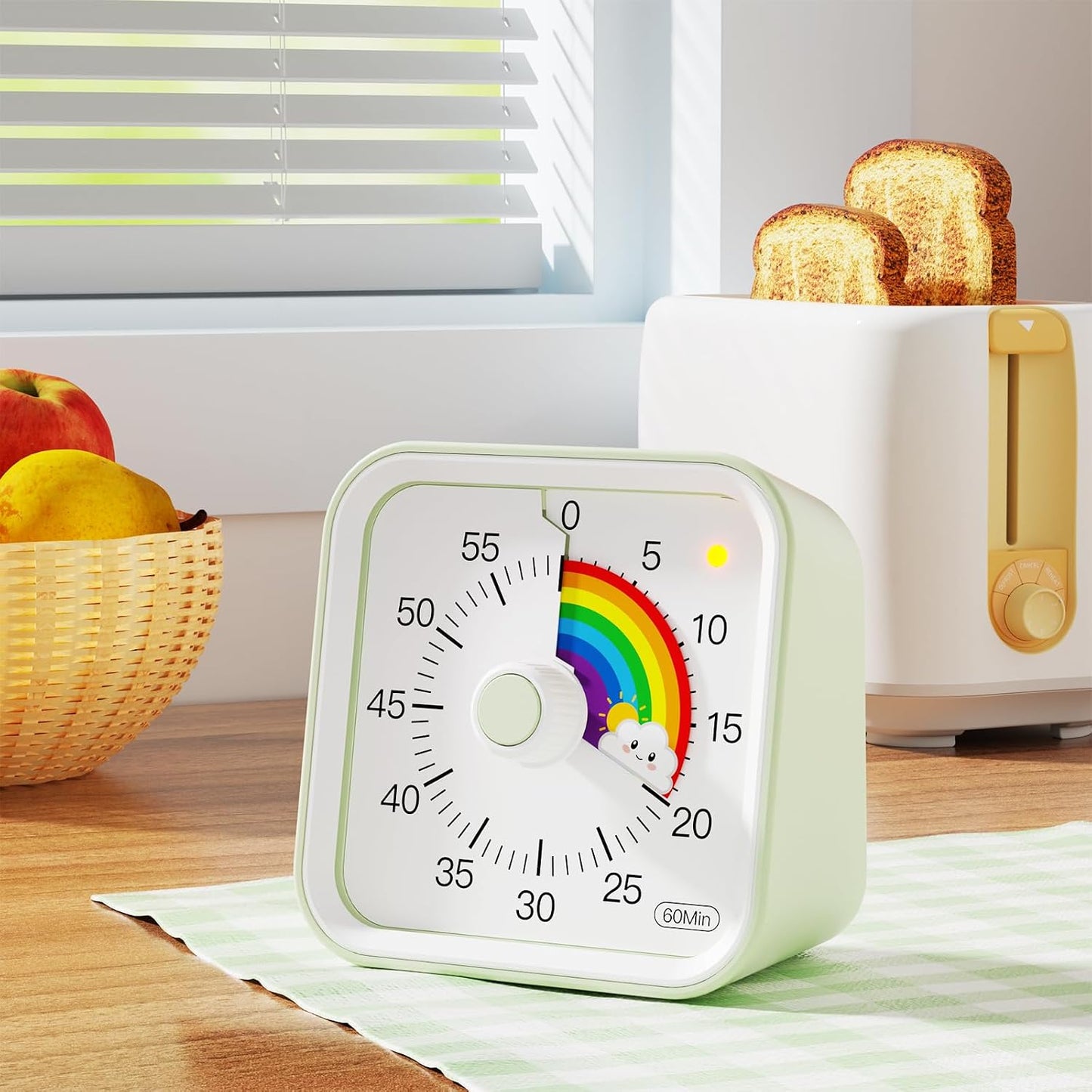 Visual Timer for Kids, Countdown Timer with Pause Function, White | Timer for Kitchen Cooking, Classroom, Study, Toddler, ADHD, Cute Timer Clock, Alarm 3 Volume Levels, Light Indicator
