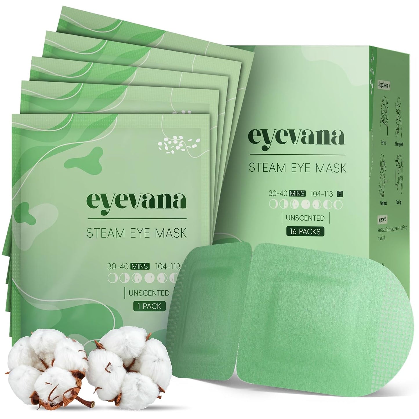 16 Packs Steam Eye Mask, Extra Deep Heat for Dry Eyes, Fast Relief for Irritation, Stye, Puffy Sensitive Eyes and Eye Strain, Disposable Self Heating Warm Compress (Unscented)
