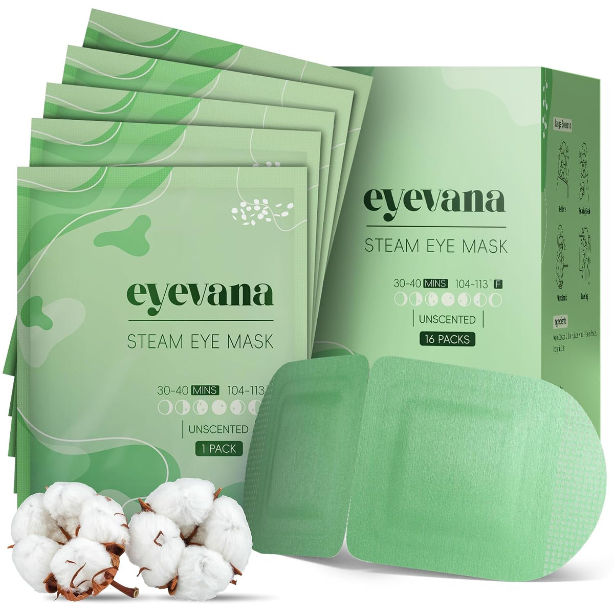 16 Packs Steam Eye Mask, Extra Deep Heat for Dry Eyes, Fast Relief for Irritation, Stye, Puffy Sensitive Eyes and Eye Strain, Disposable Self Heating Warm Compress (Unscented)