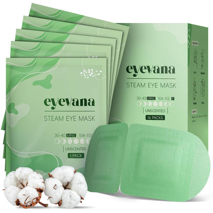 16 Packs Steam Eye Mask, Extra Deep Heat for Dry Eyes, Fast Relief for Irritation, Stye, Puffy Sensitive Eyes and Eye Strain, Disposable Self Heating Warm Compress (Unscented)
