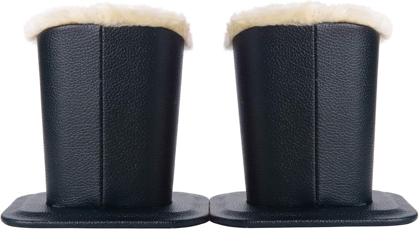 Siveit Plush Lined Eyeglass Holder, PU Leather Eyeglass Case, Anti-Scratch Glasses Storage Organizer for Desk Office Nightstand,2 Packs (Black, Navy)