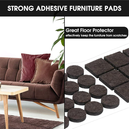 Felt Furniture Pads -56 Pcs(1+2)” Premium Felt Pads for Chair Legs Furniture, Floor Protectors for Hardwood Floors,Brown