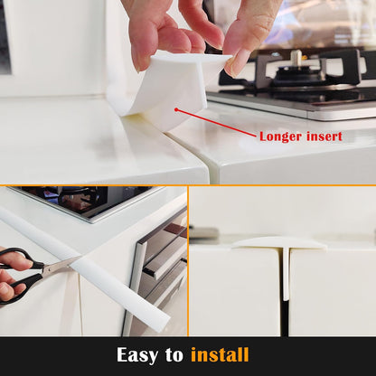 Silicone Stove Counter Gap Cover - 25 Inch Gap Filler 2 Pack Black | Long gap filler seals spills between kitchen appliances Stovetop oven countertop; stove gap cover, gas stove side gap covers