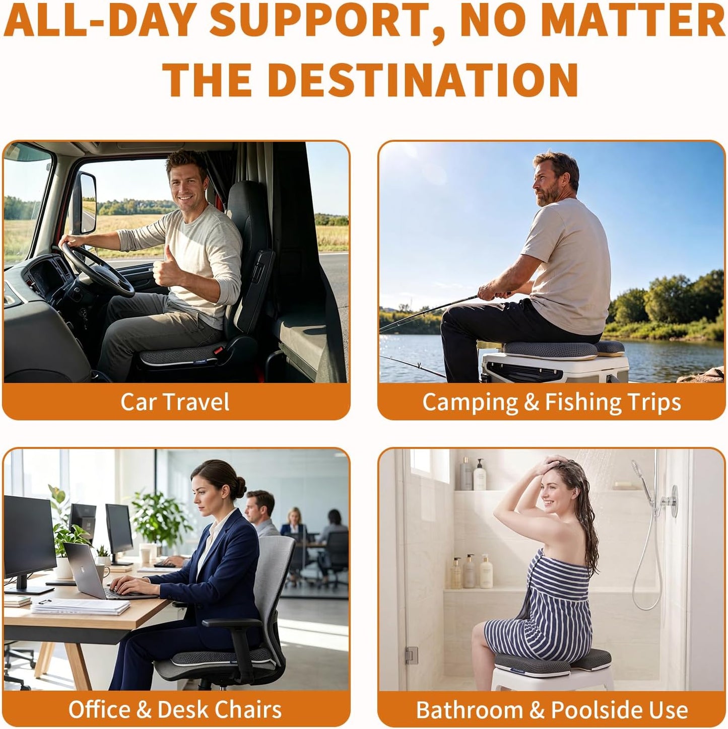 Gooo&Ma Air Fiber Seat Cushion, U-Shape Tailbone Comfort, Black | Thin design for office/car, breathable air fiber cooling, ergonomic, washable, non-slip, portable, 17.7"x13.8"x1.6"