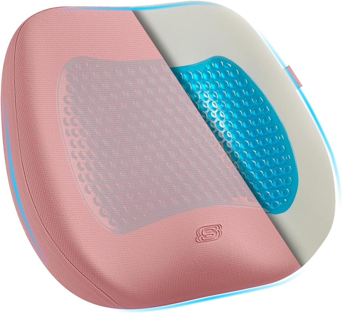 Skechers Seat Cushion Premium Gel & Memory Foam-Office Chair Cushion for Tailbone Pain Relief,Butt Pillow for Office Chair,Car seat Cushion,Long Sitting Office Workers,and Car Drivers,Black