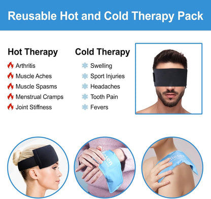 Pallesen Ice Packs for Injuries Reusable, Migraine Relief Products, Soft Flexible Gel Cold Pack Cold Compress for Eye & Head, Neck Ice Pack Wrap, Relieves Pain and Reduces Inflammation, 12.6 x 3.5in