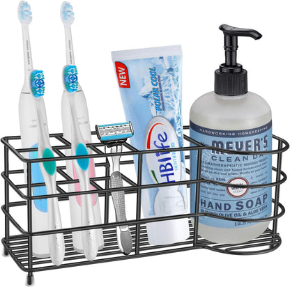 HBlife Toothbrush Holders for Bathroom, 5 Slots Silver Stainless Steel Bathroom Accessories Organizer