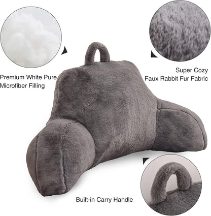 Aimuan Reading Pillow Bed Rest Wedge Adult Backrest Pillow with Arms Sitting in Bed Cushion Incline Rest Sleeping Pillow for Watching TV/Gaming/Relaxing, Ivory