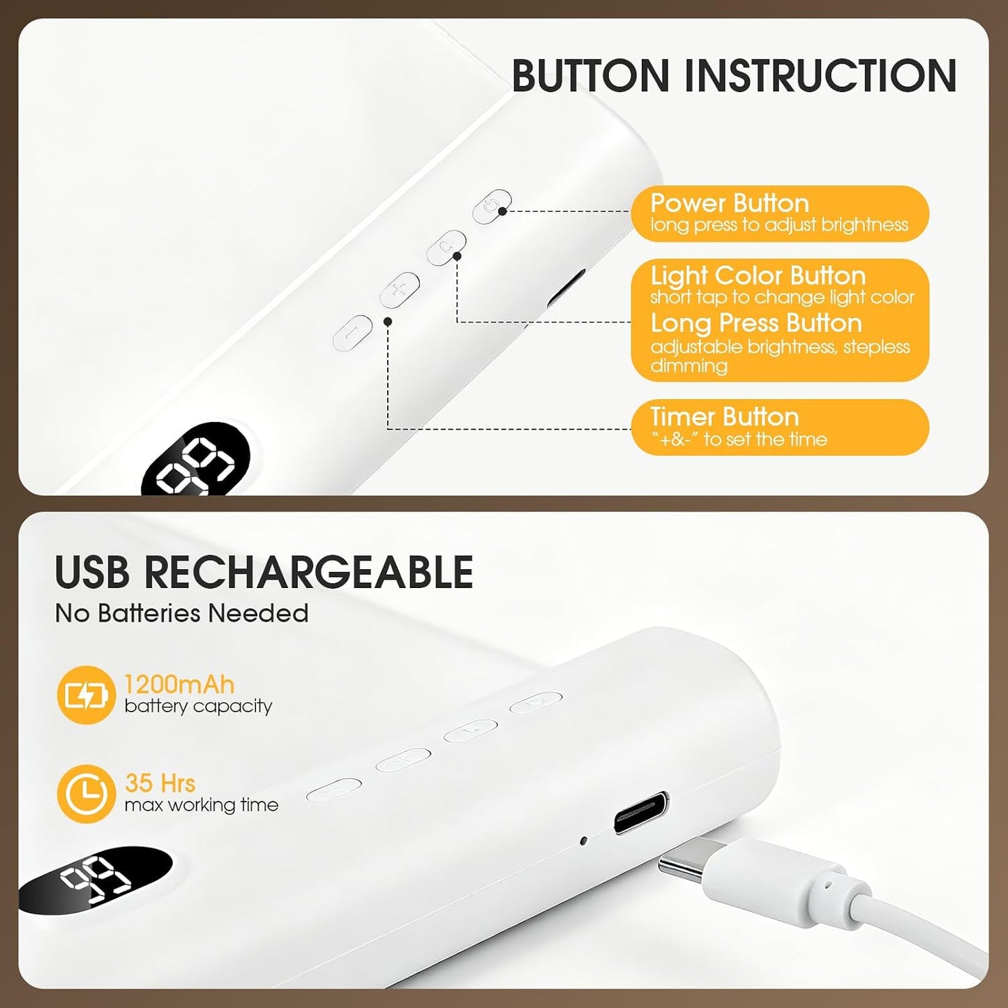 Flat LED Book Light Rechargeable Portable Reading Lamp with 3 Color Temperatures Stepless Dimming Eye Protection Night Reading Light for Bed and Travel (White)