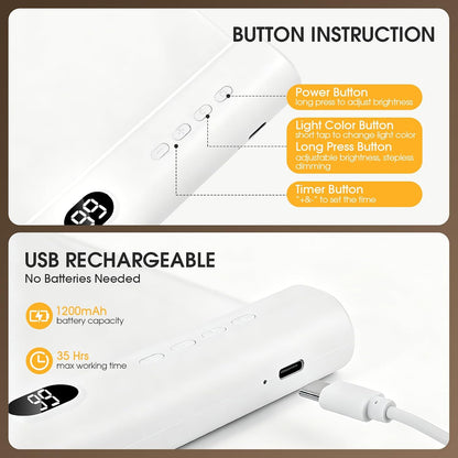 Flat LED Book Light Rechargeable Portable Reading Lamp with 3 Color Temperatures Stepless Dimming Eye Protection Night Reading Light for Bed and Travel (White)
