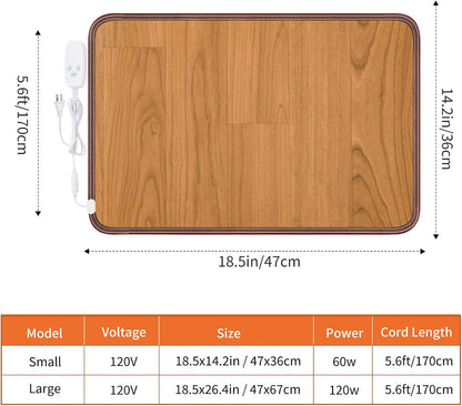 Heated Floor Mat, Foot Warmer Under Desk, Feet Heating Pad with 10 Heat Settings and Timer, Fast Heating for Office, Home, Study Play Room 120V 60W 18.5x14.2 inch SZ
