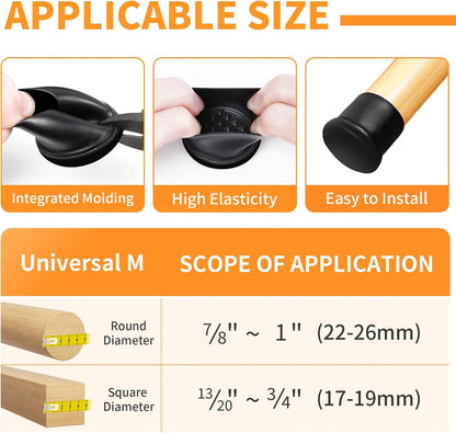Ezprotekt Chair Leg Sliders for Carpet, 24 Pcs Square Chair Glides for Carpet, Carpet Furniture Pads Stool Leg Protectors Caps, Carpet Furniture Glides Quickly and Easily (L Fit:1" - 1.4")