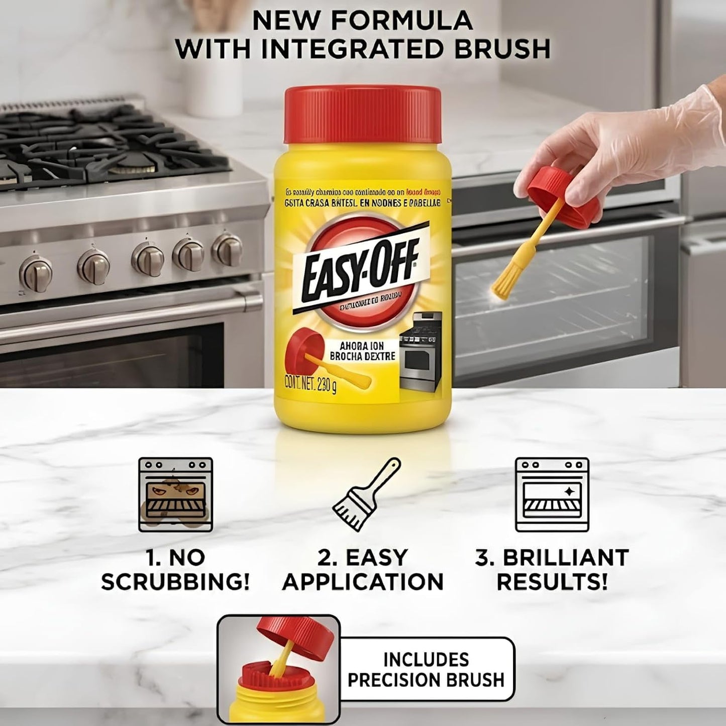 Oven Cleaner Paste with Applicator, Heavy Duty Grease Remover for Ovens & Grills, Fast Acting Kitchen Degreaser, 238g