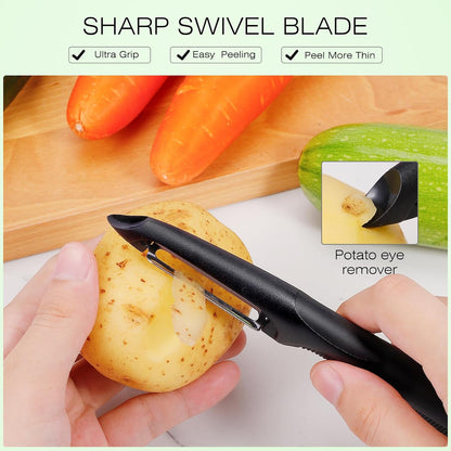 Senbowe Upgrade Potato Peeler for Kitchen, 6PCS Stainless Steel Vegetable Peeler, I and Y Veggie Food Peeler for Apple Fruit Carrot Zucchini Cucumber,Good Grip Makes Peeling Very Easy (Green)