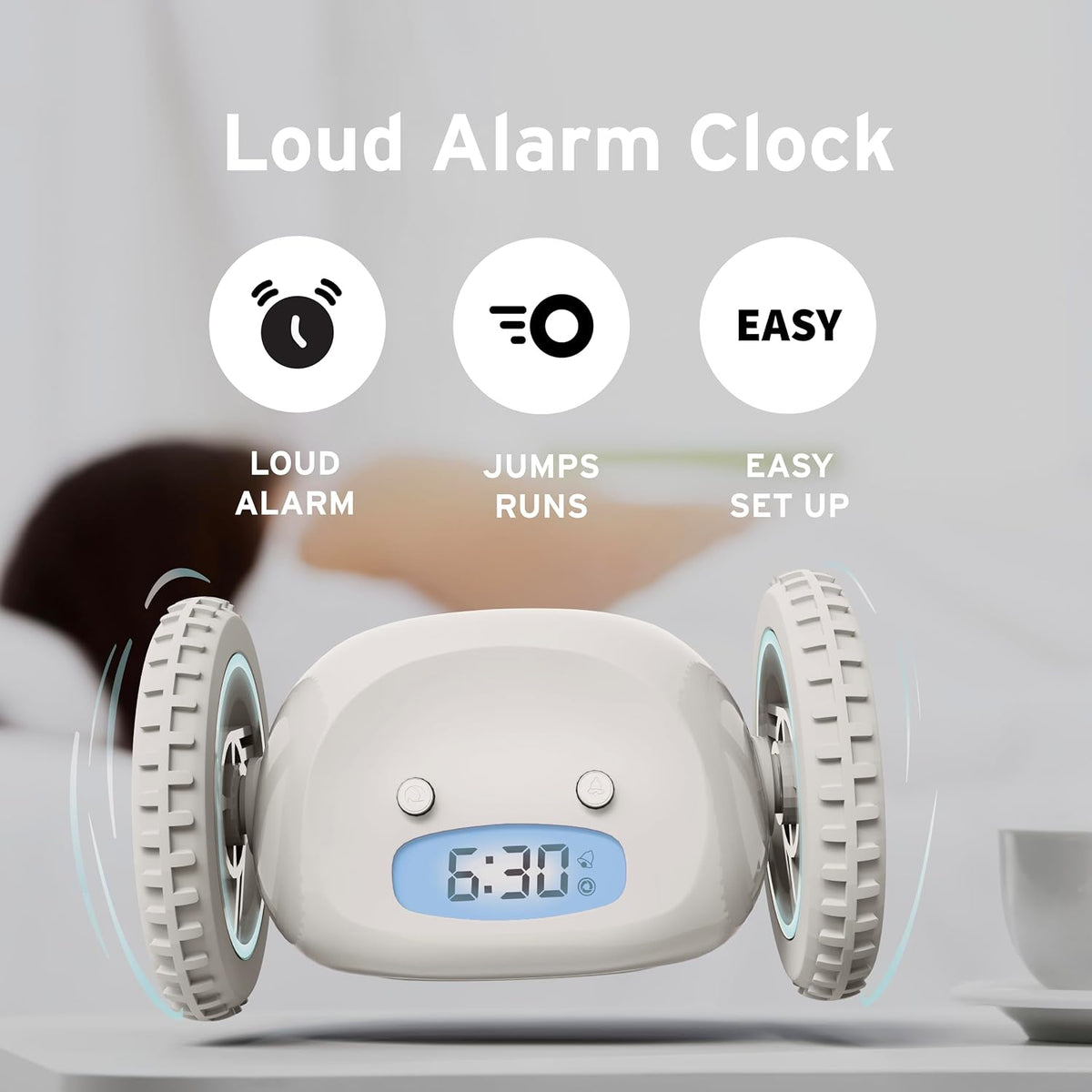 CLOCKY Alarm Clock on Wheels – Loud Rolling Alarm Clock for Heavy Sleepers