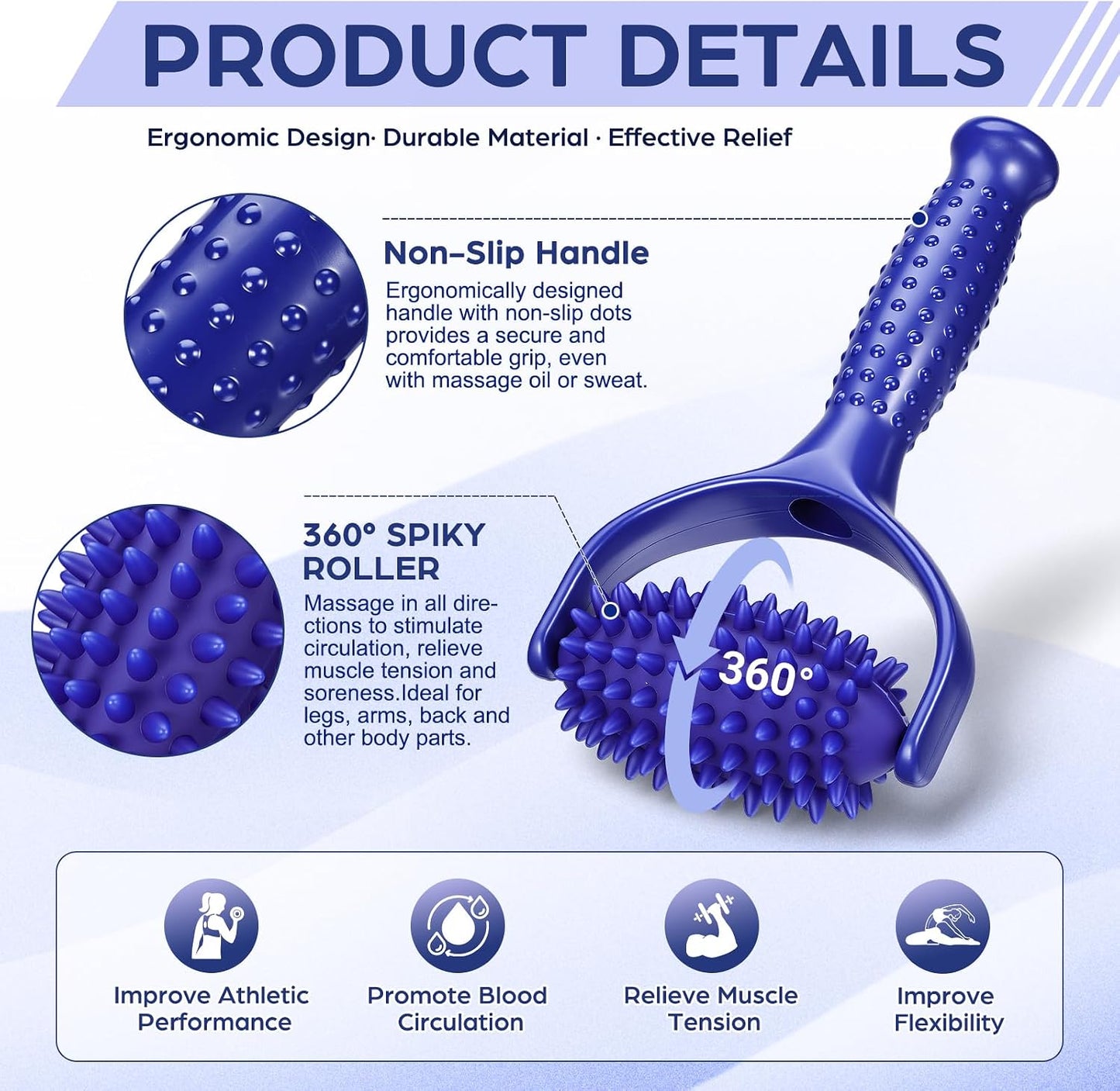Lurrose Handheld Spiky Massage Ball Roller for Deep Tissue Release | Myofascial Release, Fascia Release Tool for Neck, Back, Leg & Deep Tissue Massage, Body Relaxation, Muscle Pain Relief
