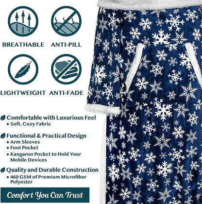 PAVILIA Fleece Blanket with Sleeves, Foot Pockets for Women Men Adults, Plush Wearable Blanket Throw Wrap, Warm Snuggle Blanket Robe, Cozy Gift Ideas Wife Mom, Dark Purple