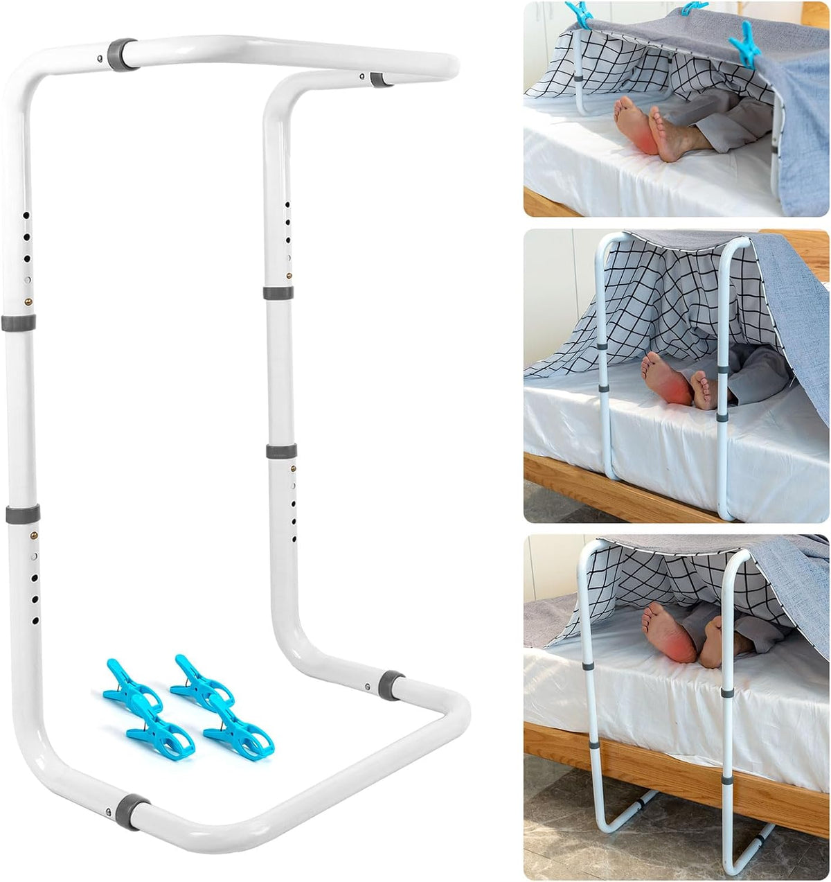 HEPO Blanket Lifter,Adjustable Height Blanket Lift Bar,Included 4 Clips